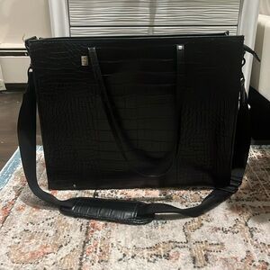 Black Large Croc Work Tote